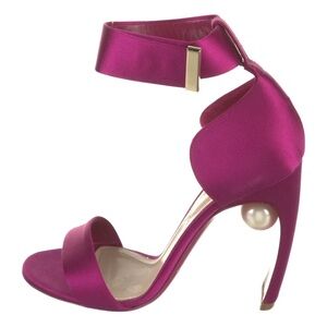 Nicholas Kirkwood Mira Pearl Elegant Fuchsia Satin Heels